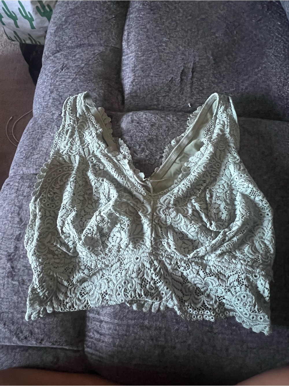 aerie Lace V-Neck Camisole Bralette in Sage